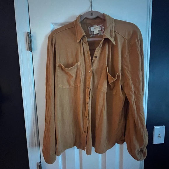 Maeve Tops - Maeve Tan Button Down Shirt
